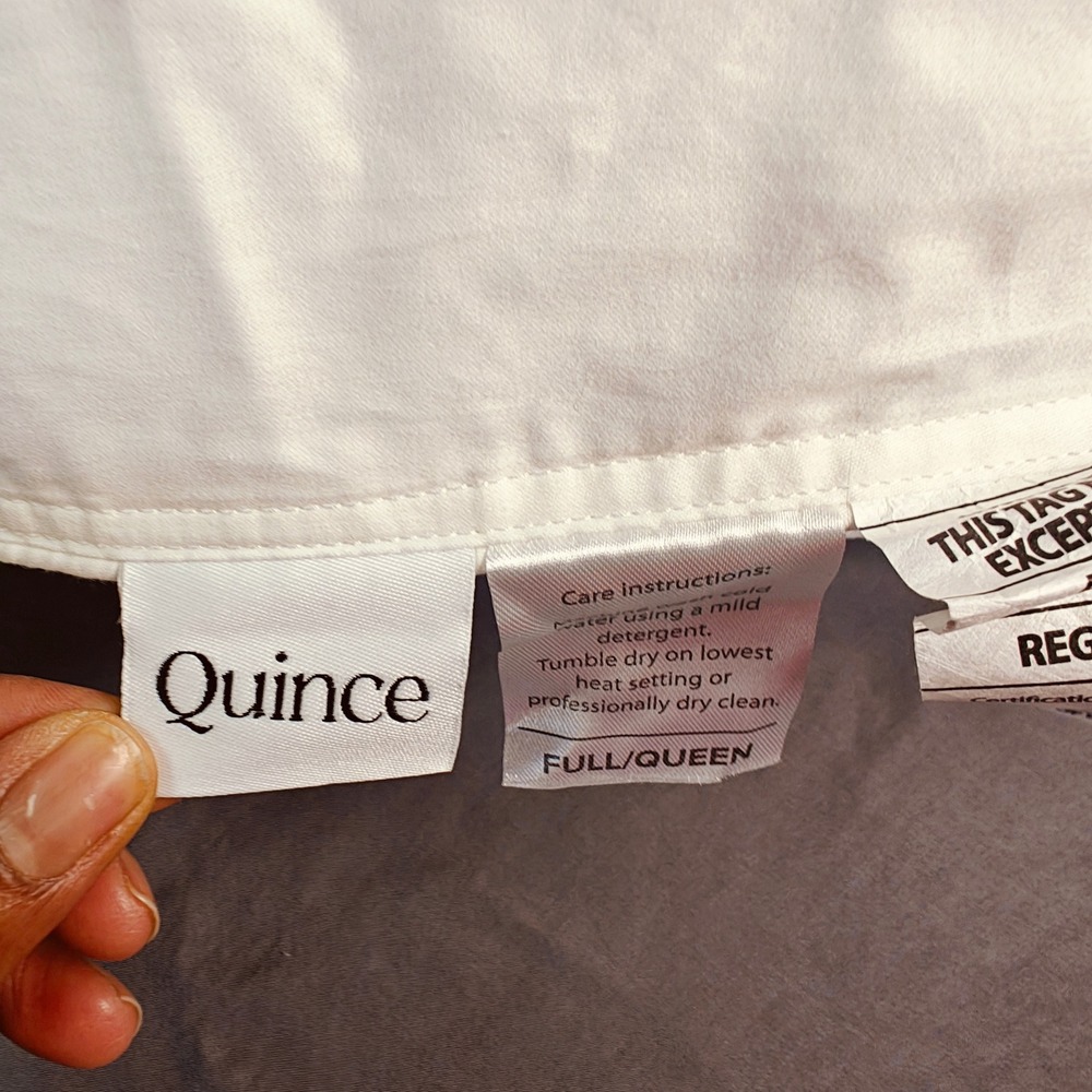 Quince Full Queen White Down Alternative Comforter 100% Cotton cover - Picture 3 of 5